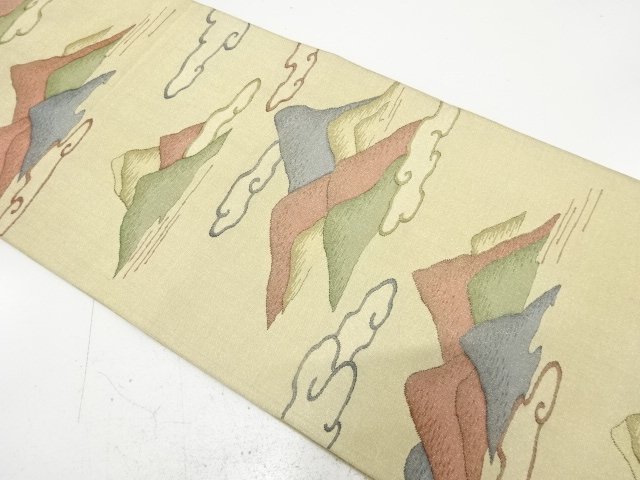 アンティーク　綴れ　遠山に雲模様織り出し袋帯（材料）